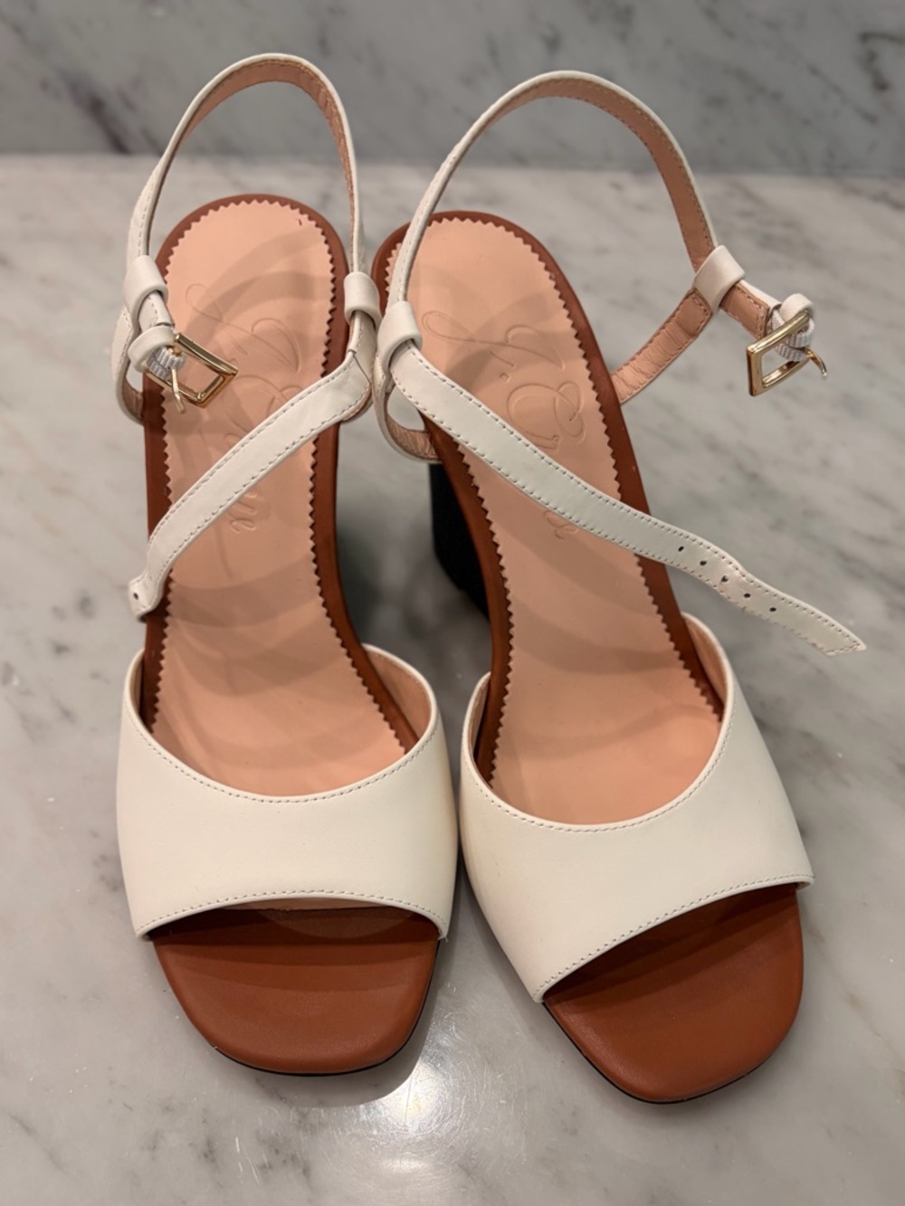Jcrew NWOT - 8.5 Women's White Slingback Block Heel Sandals
